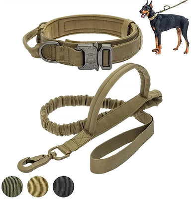 Tactical dog collar and leash for medium to large dogs